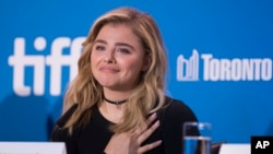 FILE - Chloë Grace Moretz attends a press conference.