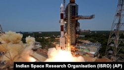 The Aditya-L1 spacecraft lifts off on board a satellite launch vehicle from the space center in Sriharikota, India, Sept. 2, 2023. Two satellites of the Indian Space Research Organization (ISRO) successfully latched onto each other on Jan. 16, 2025, an agency spokesperson said. 