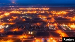 A general view shows the oil refinery of the Lukoil company in Volgograd