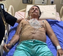 Bolsonaro at the armed forces hospital in Brasilia, Brazil, July 14, 2021 in this image obtained via social media. (INSTAGRAM @jairmessiasbolsonaro/Reuters)
