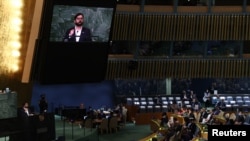 El presidente de Chile, Gabriel Boric, se dirige a líderes del mundo durante la 77 la Asamblea General de las Naciones Unidas en la sede de la ONU, en Nueva York, EEUU, el 20 de septiembre de 2022.