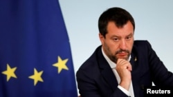 Italian Interior Minister Matteo Salvini attends a joint news conference following a cabinet meeting in Rome, June 11, 2019.