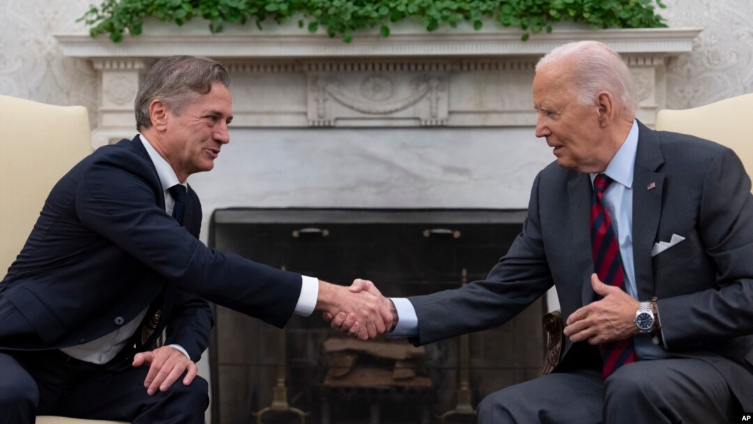 Američki predsednik Džo Bajden i slovenački premijer Robert Golob u Beloj kući (Foto: AP/Ben Curtis)