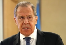 Russian Foreign Minister Sergey Lavrov attends the Human Rights Council at the United Nations in Geneva, Switzerland, Feb. 25, 2020.