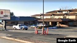 Google Earth screenshot of Grand Gateway Hotel, Rapid City, S.D., which turned away Native patrons.