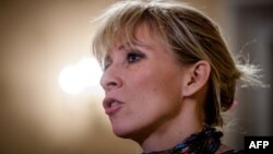 Maria Zakharova, porte-parole du ministère russe des Affaires étrangères, lors d'une interview à Moscou le 16 janvier 2018.