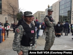 National Guard standing by the Federal Center S.W. Metro subway station, Washington, DC Jan.21,2017