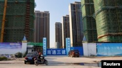 中国江苏省苏州太仓的一处恒大集团开发的住宅小区工地。（2021年9月23日）