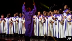 The Mount Olive United Voices Choir from Hackensack, NJ performs on May 11, 2013 in Newark, NJ. A new study suggests singers' heartbeats are in harmony, along with their voices.