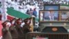 Le portrait et le cercueil de feu le président Pierre Nkurunziza, lors des obsèques nationales au stade Ingoma de Gitega, au Burundi, le 26 juin 2020. (Photo TCHANDROU NITANGA / AFP)