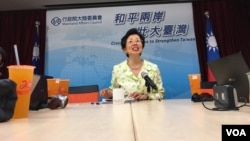台湾陆委会主委張小月2017年7月6日解释新法案 （美国之音黎堡摄） 