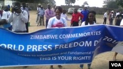 Journalists marking press freedom in Zimbabwe. (Photo: Irwin Chifera)