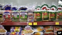 Gardenia and Massimo bread are seen on the shelf of a Malaysian store in Kuala Lumpur.