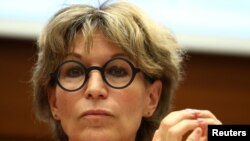 Agnes Callamard, U.N. special rapporteur on extrajudicial executions, takes part in a side event called "Silencing Dissident" during the Human Rights Council in Geneva, Switzerland, June 25, 2019.