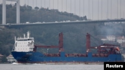 FILE - Russian cargo ship Ursa Major transits the Bosphorus in Istanbul, Turkey, Apr. 11, 2023.