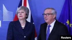 European Commission President Jean-Claude Juncker meets with British Prime Minister Theresa May at the European Commission headquarters in Brussels, Belgium February 7, 2019. 