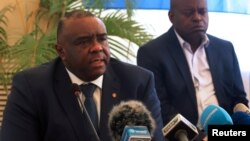 Jean-Pierre Bemba, chef du Mouvement pour la libération du Congo (MLC) lors d’une conférence de presse à Kinshasa, en République démocratique du Congo, le 3 août 2018.