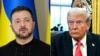 This combination of photos created on Feb. 25, 2025 shows Ukraine's President Volodymyr Zelenskyy, left, on Feb. 12, 2025, and U.S. President Donald Trump on Feb. 25, 2025.