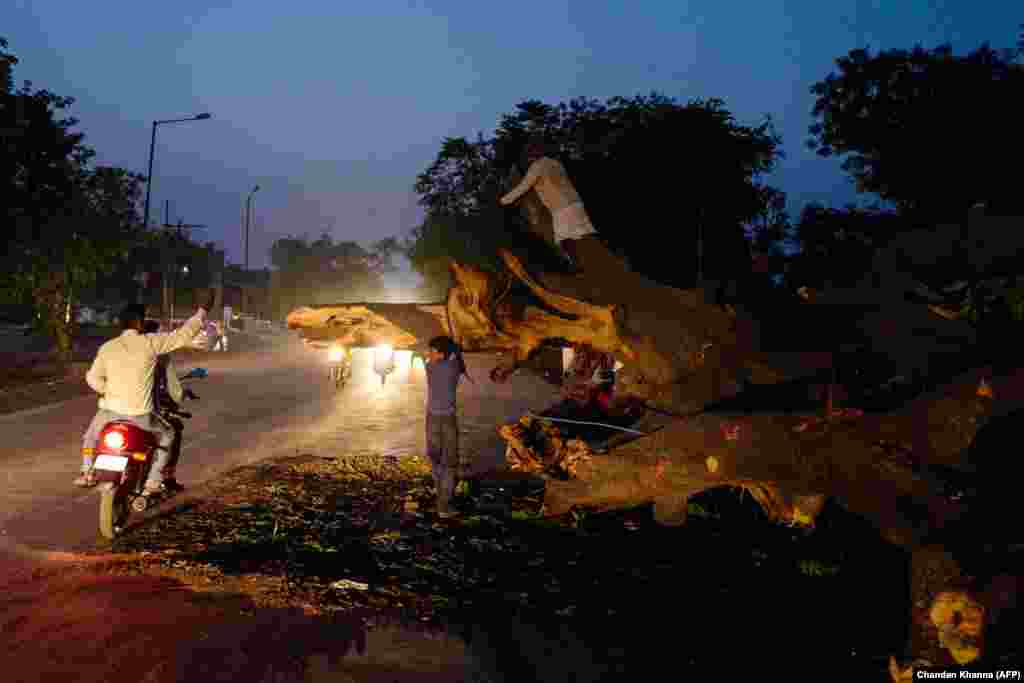 Dégats causés par la tempête à Agra en Inde le 3 mai 2018.