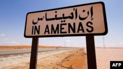 Handout photo by Norway energy group Statoil road sign near the In Amenas gas field, jointly operated by British oil giant BP, Norway's Statoil and state-run Algerian energy firm Sonatrach, in eastern Algeria near the Libyan border.