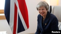 La primera ministra británica, Theresa May, participó en una reunión con el primer minsitro irlandés, Leo Varadkar, durante la cumbre de la Unión Europea en Bruselas el 28 de junio de 2018.