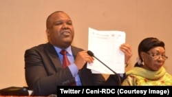 Corneille Nangaa, le président de la Commission électorale nationale indépendante à la clôture de dépôt des candidatures à la présidentielle et aux législatives nationales, Kinshasa, RDC, le 4 août 2018. (Twitter/Ceni-RDC)