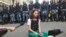 Ольга Мисик во время несанкционированного митинга в центре Москвы 