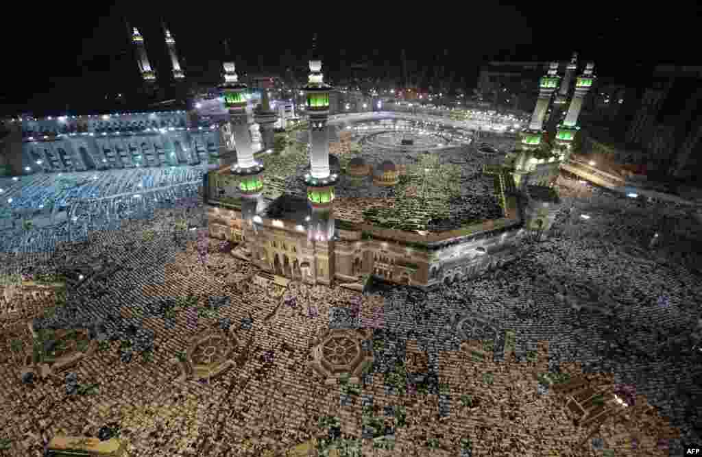 Pilgrims perform evening prayers in Mecca's Grand Mosque. Oct. 8, 2013, as more than two million Muslims have arrived in the holy city for the annual hajj pilgrimage. 