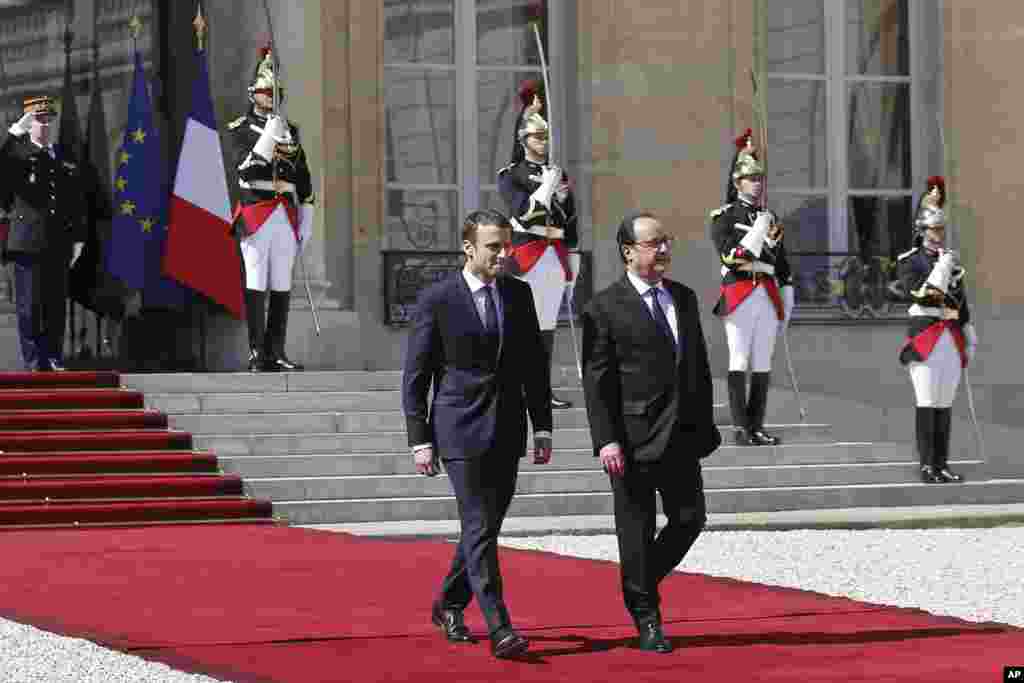 Francois Hollande da Emmanuel Macron, ranar 14 ga watan Mayu, 2017