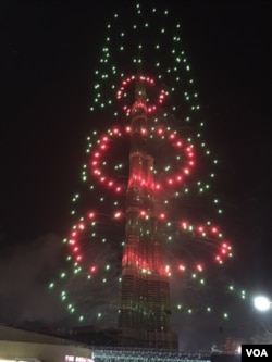 When the fire broke out in the 63-floor downtown area hotel in Dubai, tens of thousands of people had crowded into a cordoned-off area to watch the annual New Year's fireworks, something Dubai does in a big way and is proud of. (M. Besheer/VOA)