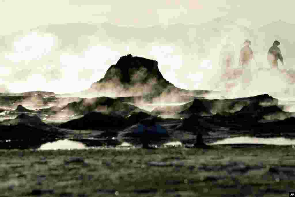 Steam rises from geothermal mud pots near the banks of the Salton Sea near Niland, California, evidence of the region&#39;s vast geothermal activity. Often called the &quot;The Accidental Sea,&quot; because it was created when the Colorado River breached a dike in 1905, the lake now faces a looming calamity as coastal Southern California clamors for more water.