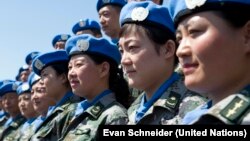Chinese U.N. peacekeepers take part in training in Beijing. A 700-strong battalion of Chinese peacekeepers is poised to deploy in Juba, South Sudan, the U.N. said on Jan. 15, 2015.