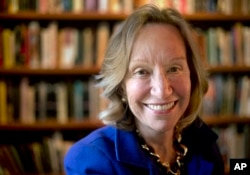 FILE - In this Oct. 7, 2013, file photo, author Doris Kearns Goodwin poses for a portrait at her home in Concord, Mass.