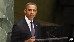 Rais Barack Obama akizungumza kwenye mkutano wa Umoja wa Mataifa, Sept 25, 2012