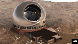 FILE - This 2011 artist rendering provided by Thirty Meter Telescope, shows the Thirty Meter Telescope. 