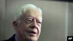 Former President Jimmy Carter speaks at a ceremony at the Carter Center in Atlanta, October 2010. (file photo)