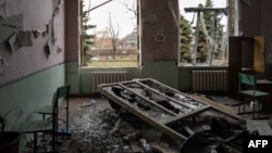 This photograph shows a broken window in the classroom of a school destroyed by shelling in the villa of Dachne, Donetsk region, Ukraine, on Nov. 13, 2024. 