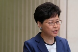 Hong Kong Chief Executive Carrie Lam attends a news conference in Hong Kong, China, June 10, 2019.