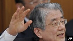 Nuclear Safety Commission chairman Haruki Madarame speaks during an inquiry investigating the meltdowns at the Fukushima Dai-ichi plant caused by the March 11 tsunami, at Parliament in Tokyo, February 15, 2012.