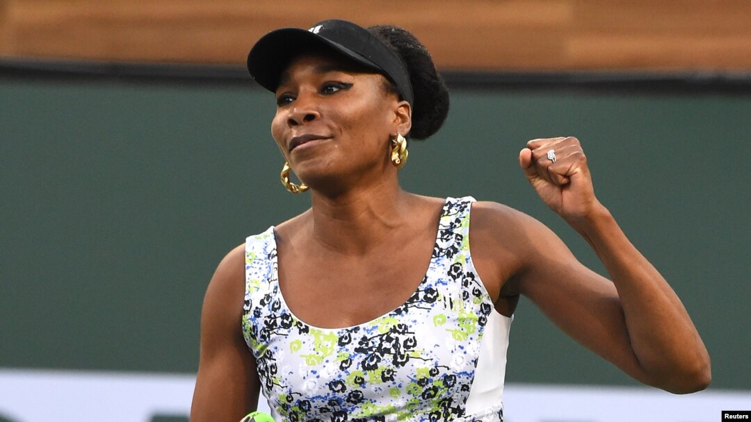 Reaksi Venus Williams saat memenangi laga perempat final di BNP Paribas Terbuka melawan Carla Suarez Navarro, di Indian Wells Tennis Garden, 15 Maret 2018. (Foto:Jayne Kamin-Oncea-USA TODAY Sports via Reuters).