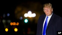 FILE - President Donald Trump walks on the South Lawn of the White House after stepping off Marine One in Washington, April 6, 2019. 