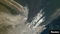 Satelitski snimak oštećene brane u Ukrajini (Foto: Reuters/Planet Labs PBC/Handout)