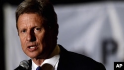 FILE - Libertarian Party presidential candidate Gary Johnson.