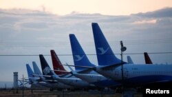 Pesawat Boeing 737 MAX terparkir di fasilitas Boeing di Bandara International Grant County di Moses Lake, Washington, 16 September 2019. 