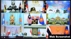 Trưởng đoàn các nước ASEAN tham dự hội nghị tại điểm cầu tại các nước, ngày 24/09/2020. Photo QDND.