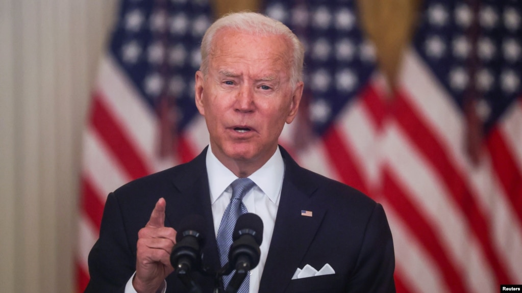 Joe Biden speaks about Afghanistan at the White House in Washington
