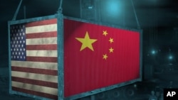货运集装箱上的美中国旗