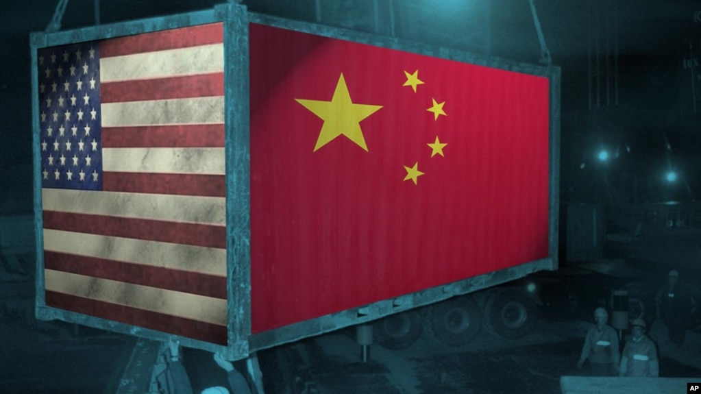 一個集裝箱上的美中國旗圖案