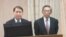 台湾国防部长高广圻(左)及外长林永乐在立法院接受质询（美国之音张永泰拍摄）