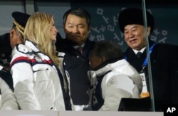 Ivanka Trump, left, and Kim Yong Chol, vice chairman of North Korea's ruling Workers' Party Central Committee, right, attend the closing ceremony of the 2018 Winter Olympics in Pyeongchang, South Korea, Feb. 25, 2018.